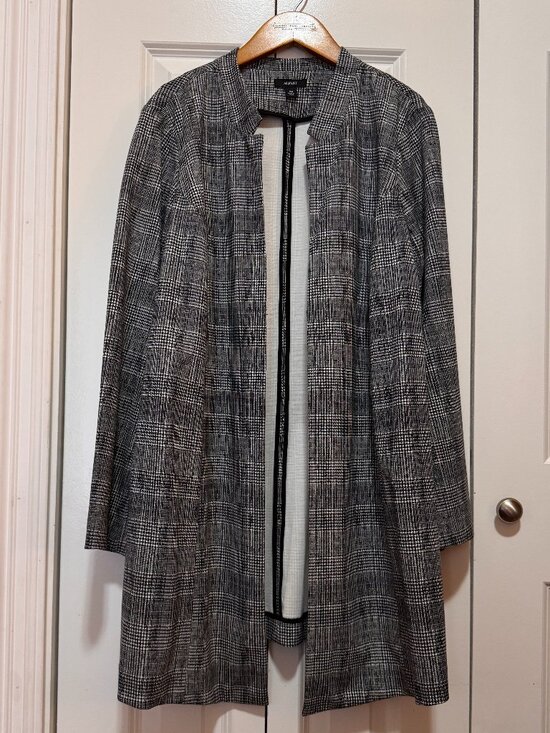 Alfani Jackets & Blazers - Alfani 16W Black Ivory Glen Plaid Open Front Jacket Plus Size Career